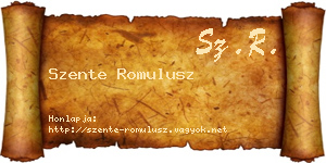 Szente Romulusz névjegykártya